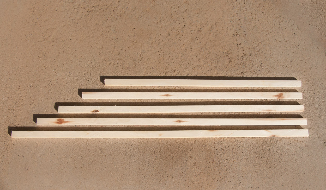 Strips of wood cut at different lengths