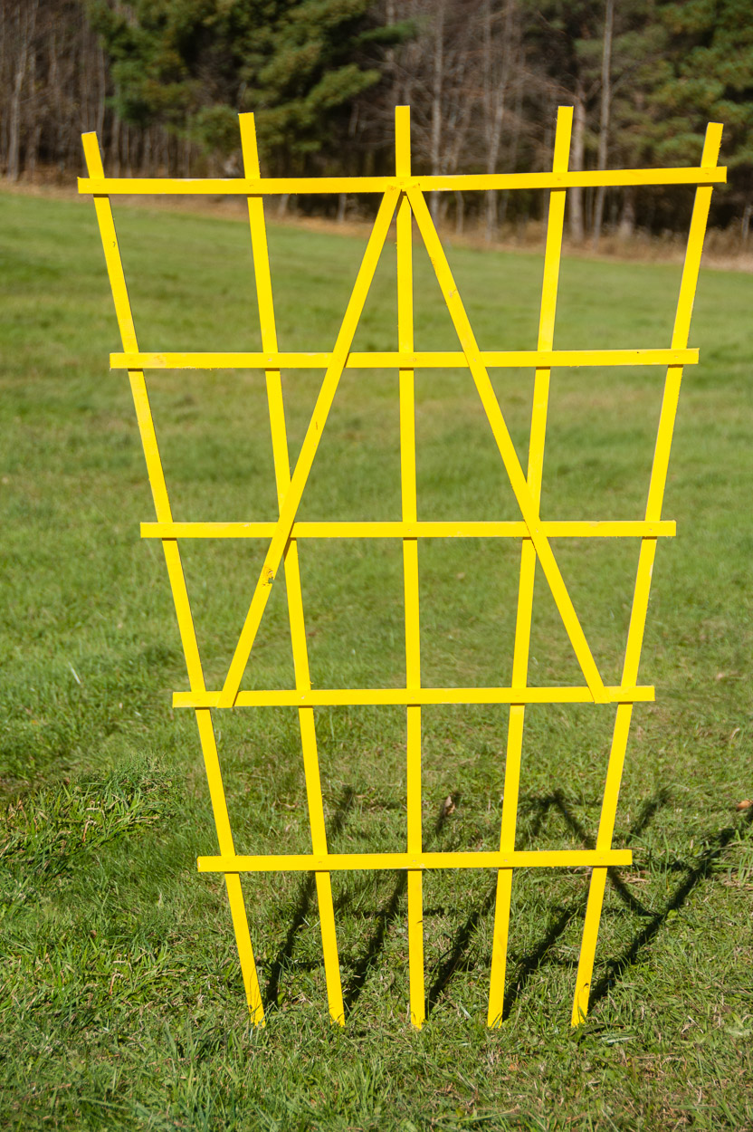  Vibrant yellow A-frame garden trellis
